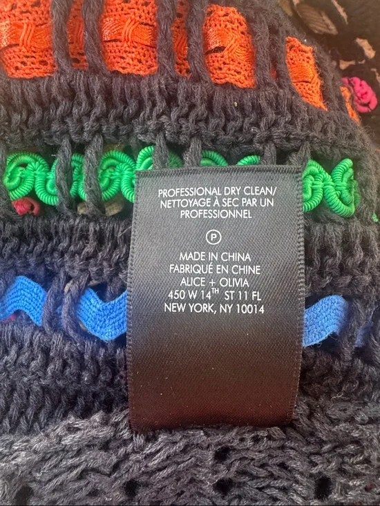 Alice + Olivia Lorri Crochet Tank Top Black / Multi Size S - Picture 14 of 14